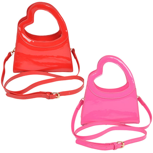Heart handle patent handbag