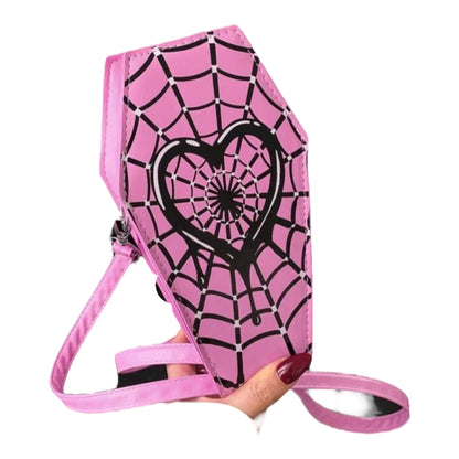 Heart Cobweb Coffin Crossbody Purse