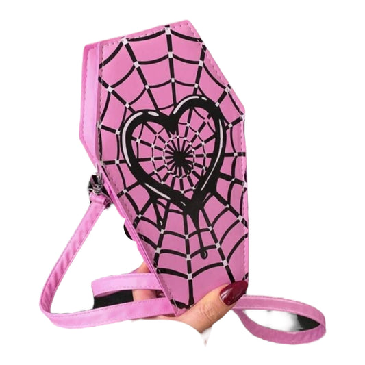 Heart Cobweb Coffin Crossbody Purse