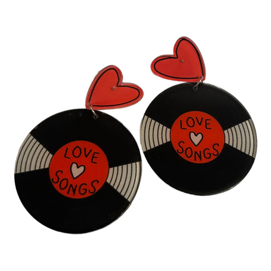 “Love Songs” record stud earrings