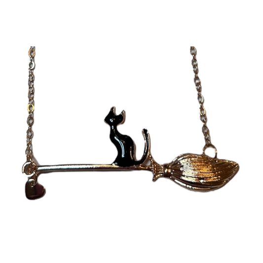 Black Cat on a Boomstick Necklace