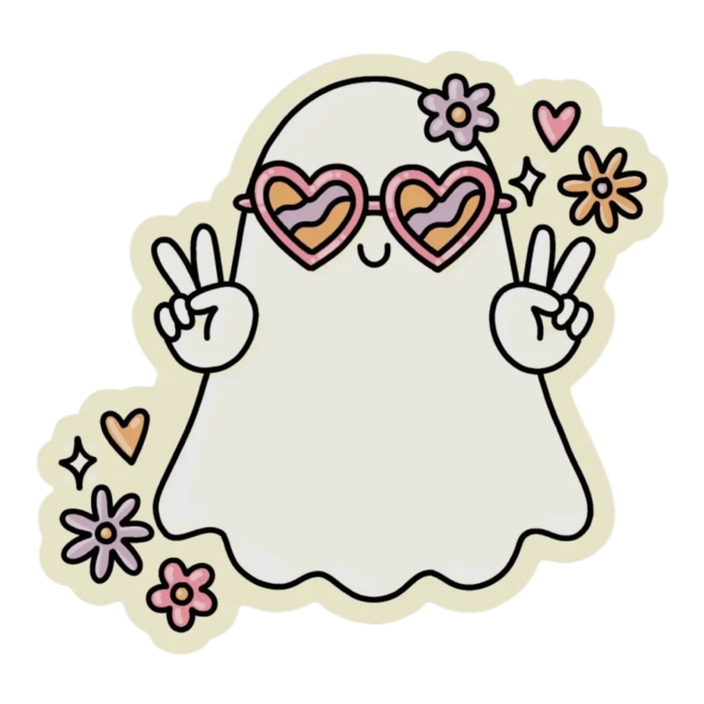 Peace Sign Ghost Sticker