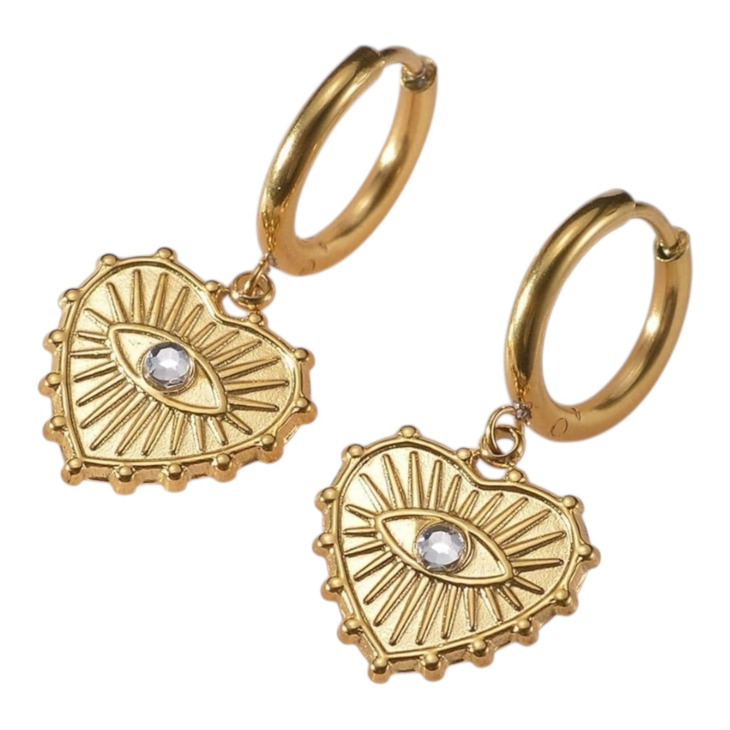 Evil Eye Heart Hoop Earrings