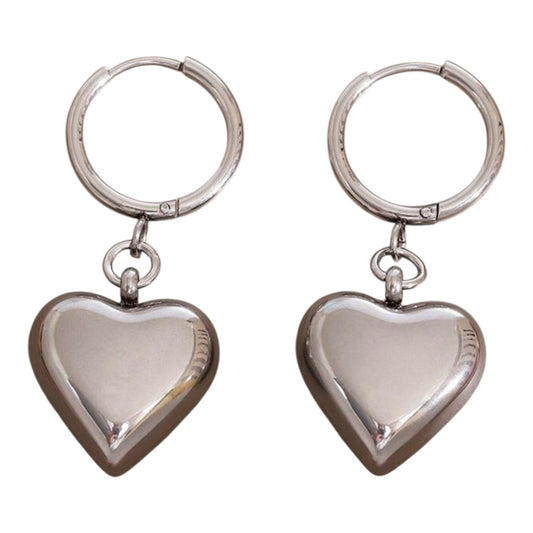 Silver hearts on sliver Hoop earrings