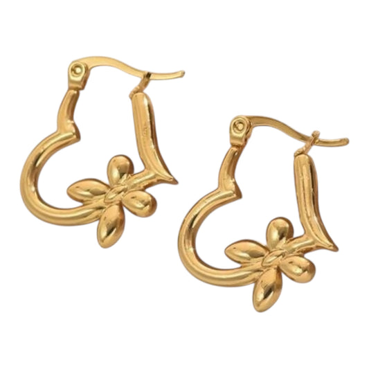 Butterfly Heart Hoop Earrings