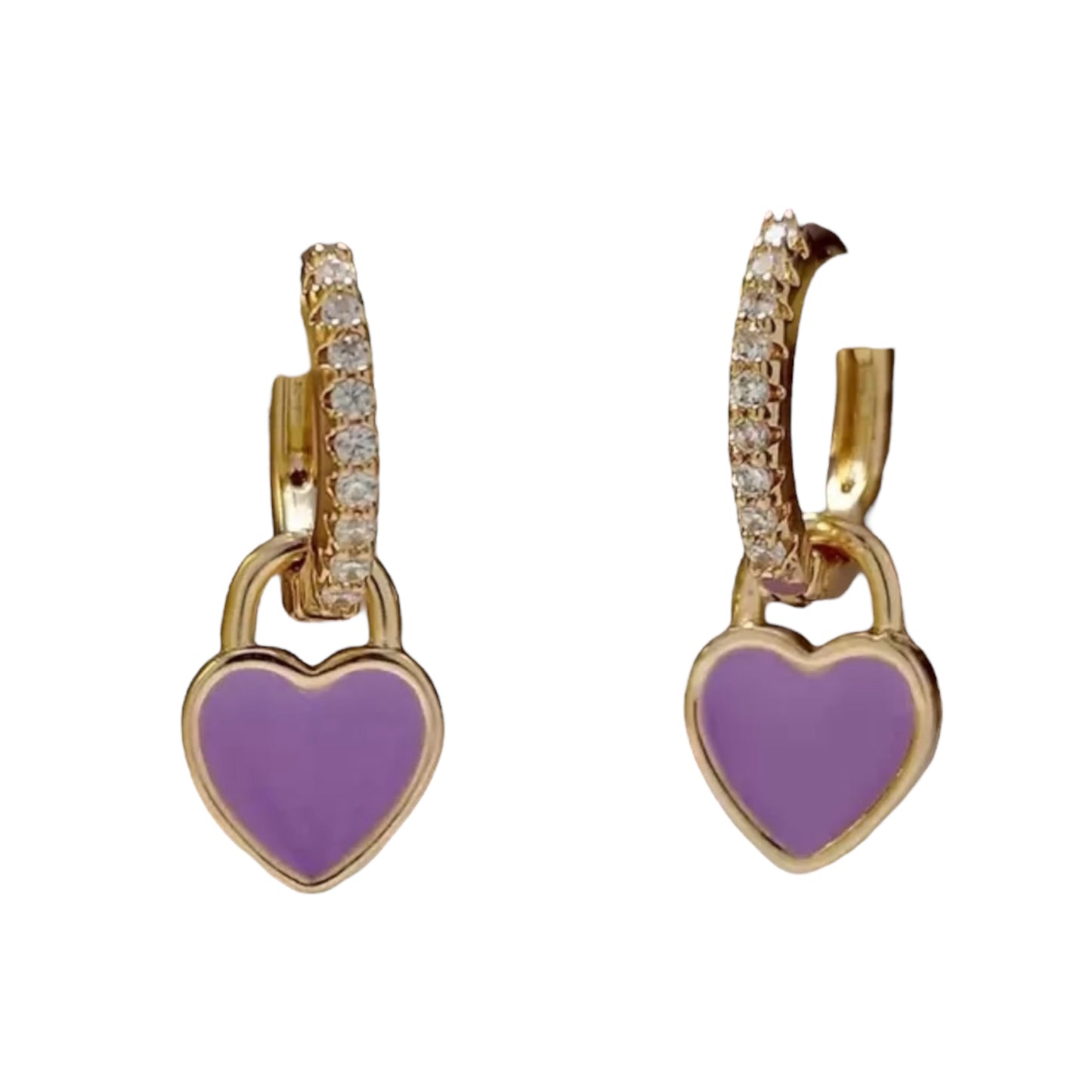 Rhinestone Enamel Heart Hoop earrings