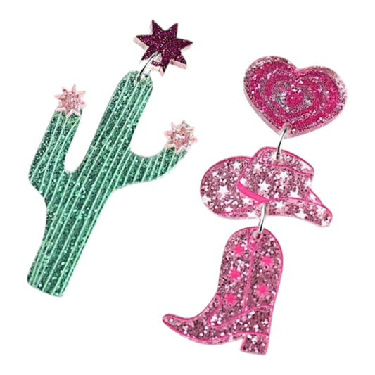 Cactus and Cowboy boot Earrings