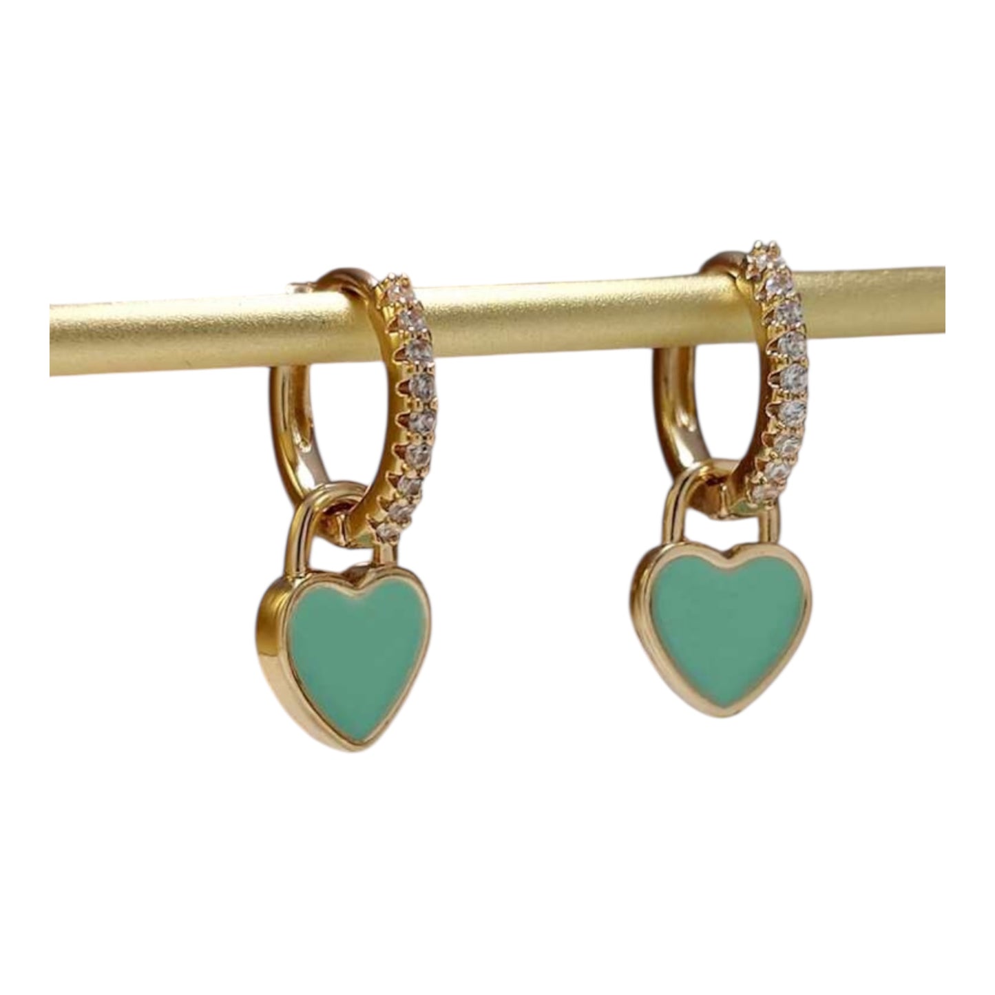 Rhinestone Enamel Heart Hoop earrings