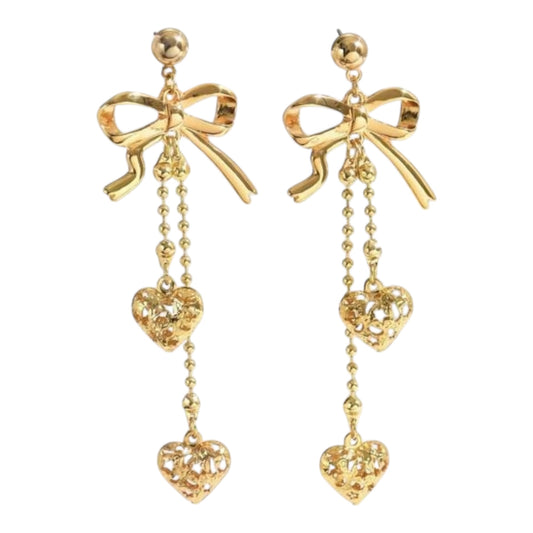 Gold drop heart drop earrings