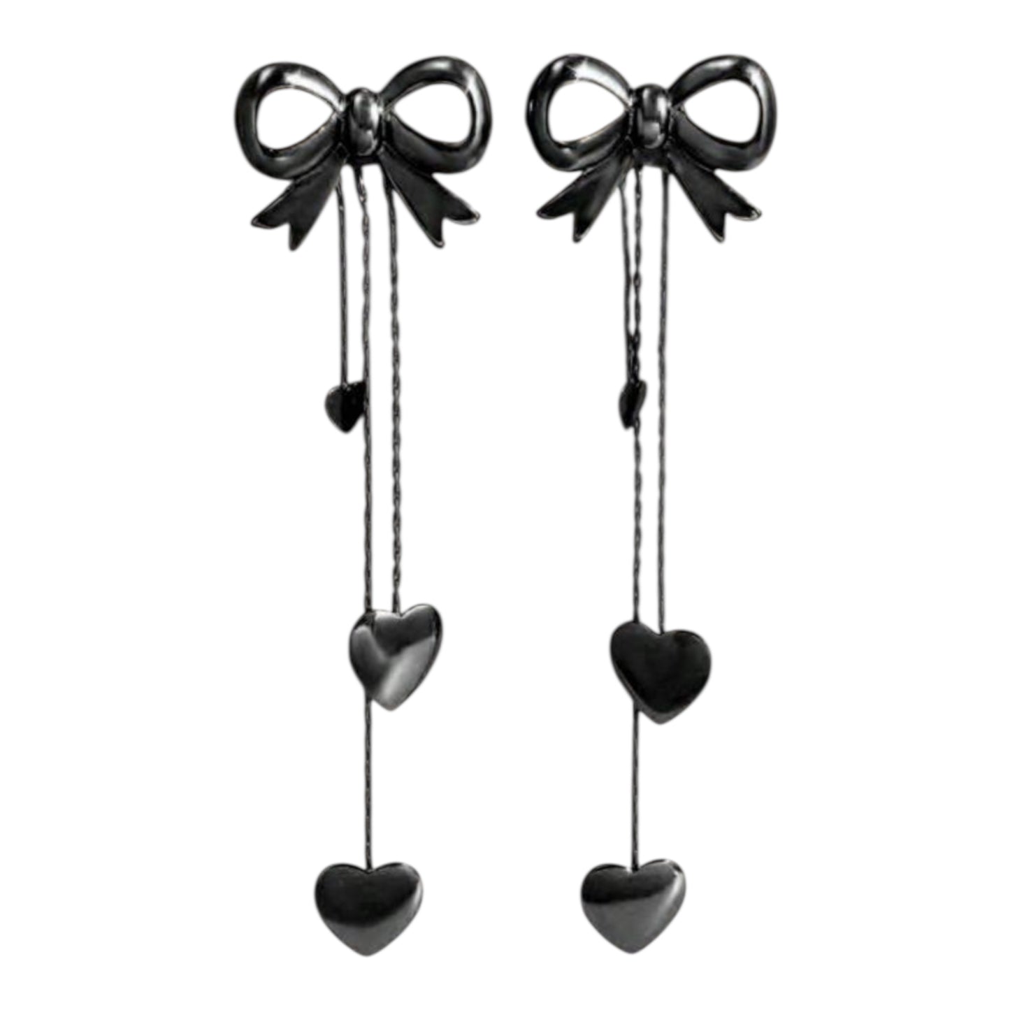 Black Bow Drop Earrings