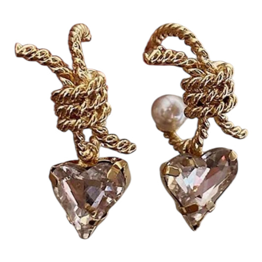 Heart CZ Rope hoop earrings