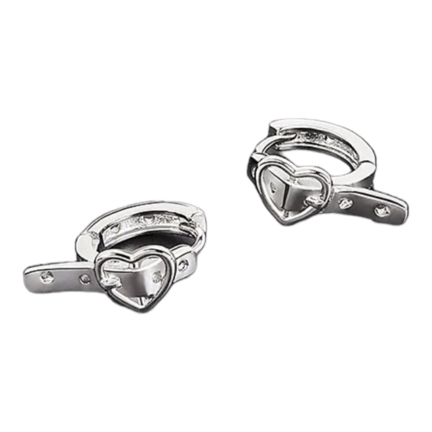 Sterling Silver Tiny Heart Belt Hoop Earrings