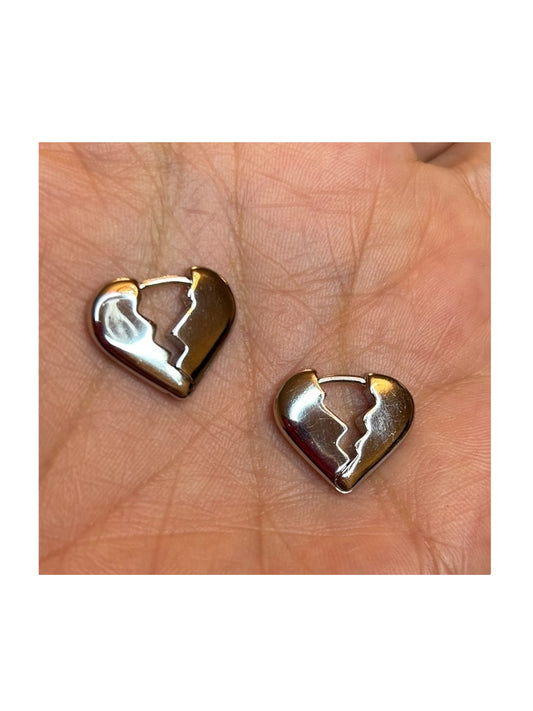 Silver small Broken Heart Earrings