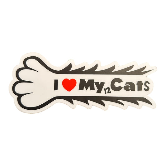 I ❤️ My 12 Cats Vinyl Sticker