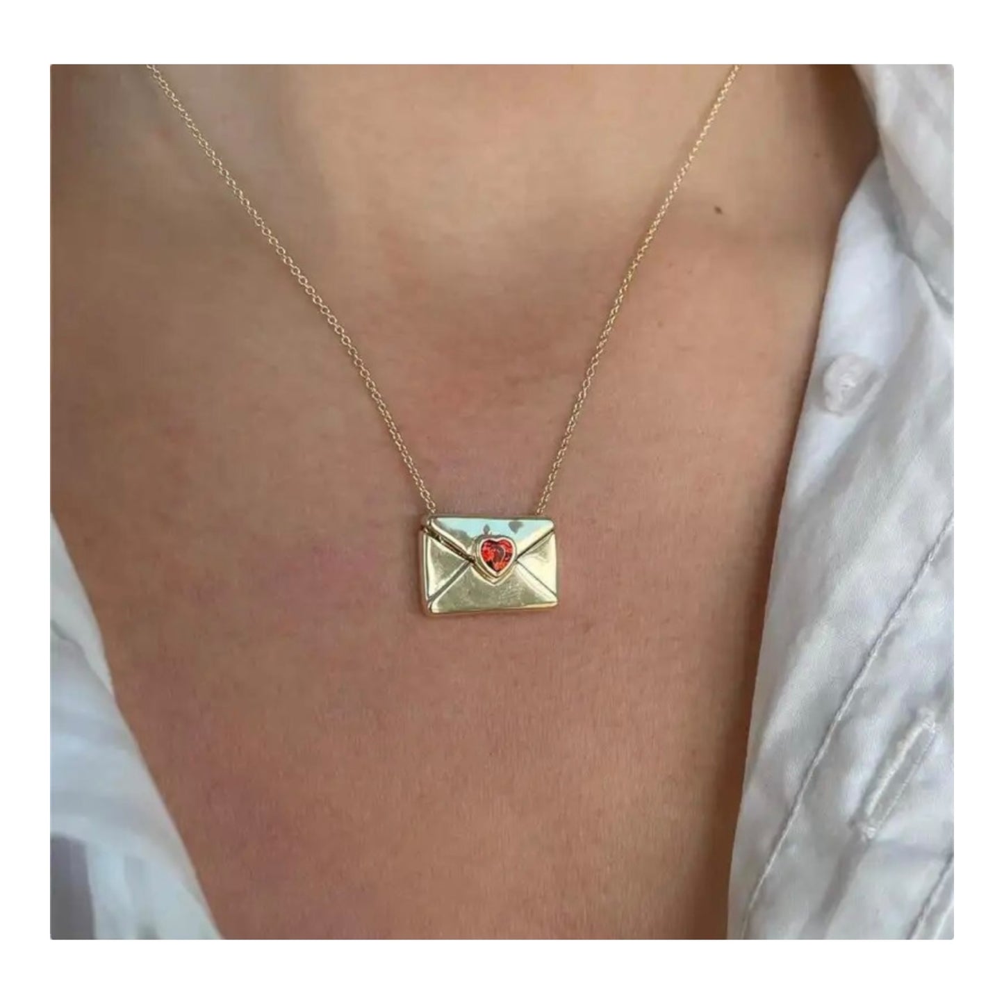 “I love you” envelope locket necklace