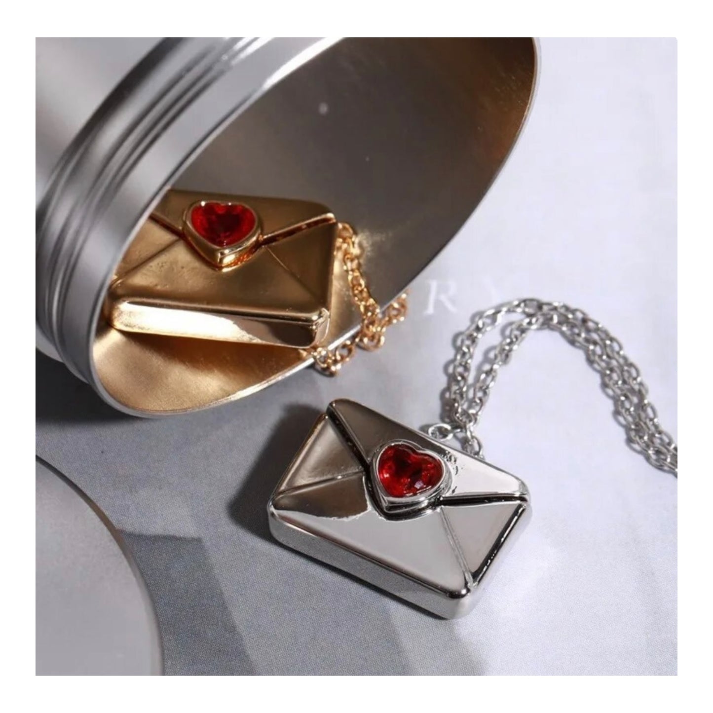 “I love you” envelope locket necklace
