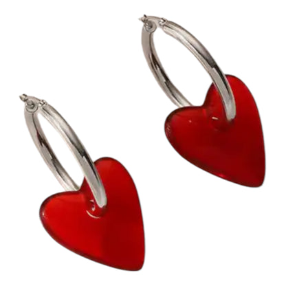 Oversized Heart drop Hoops