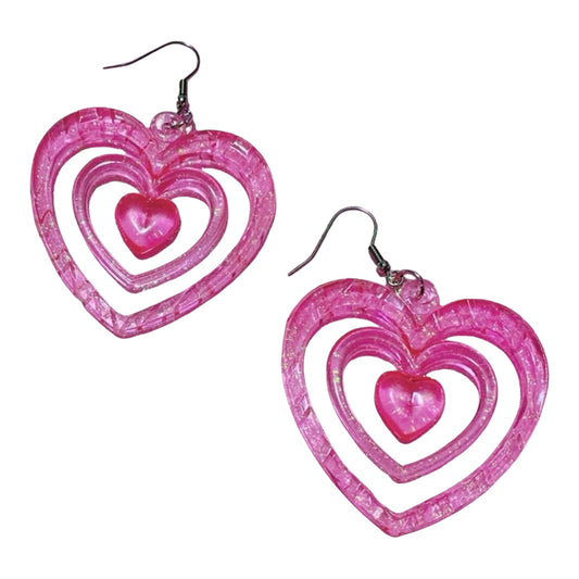 Big pink acrylic earrings
