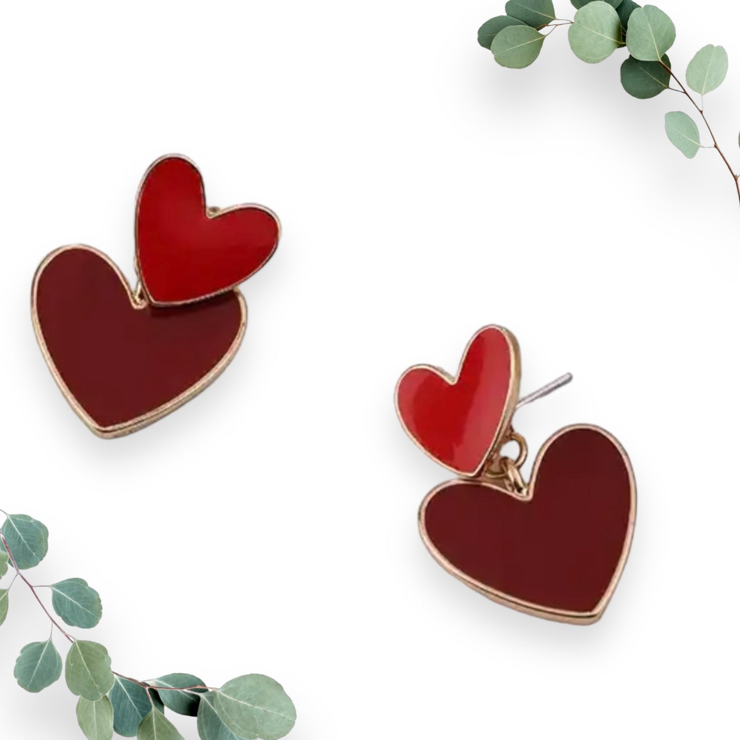 2 Piece Heart Stud Earrings