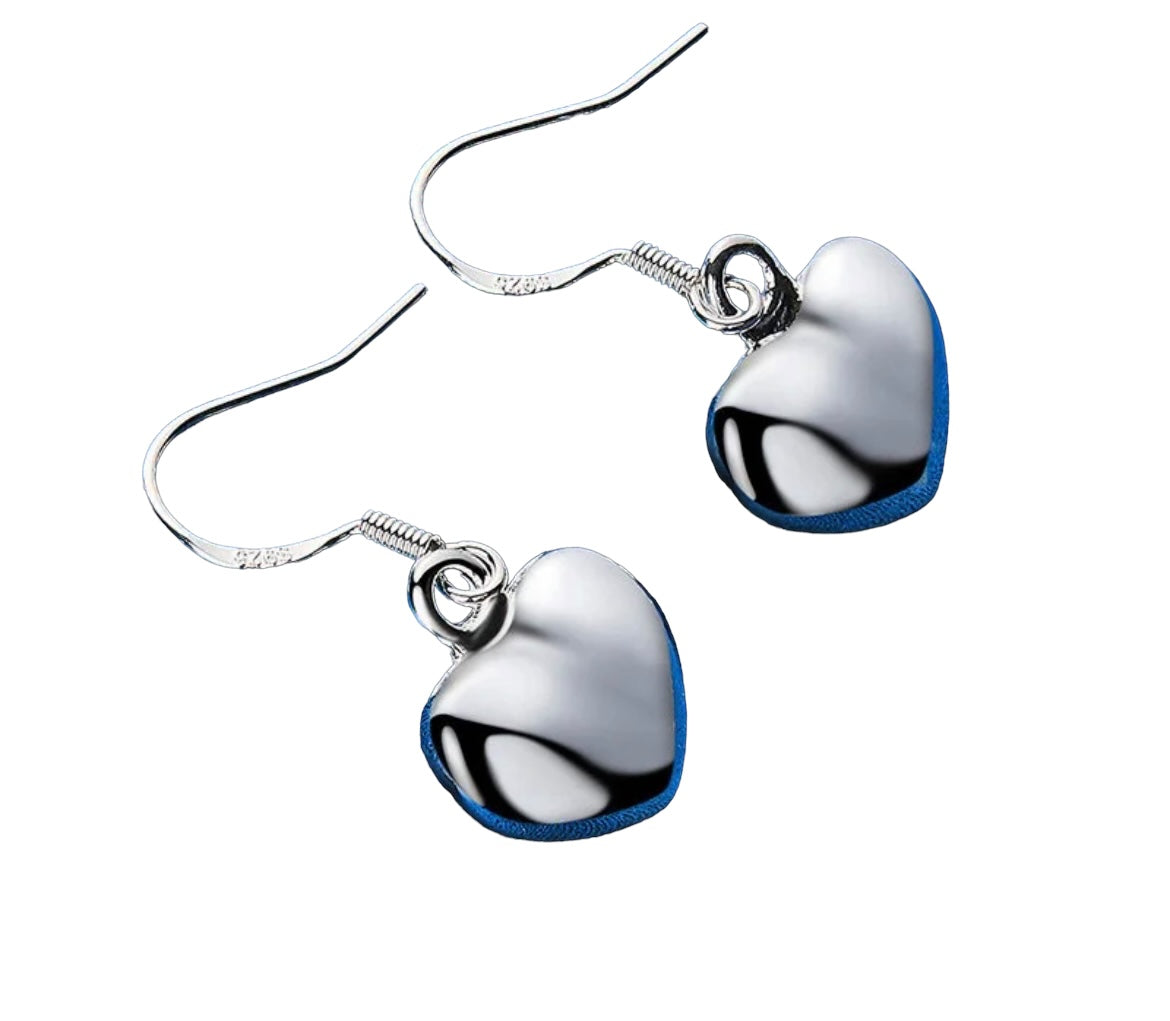 Sterling silver Heart drop earrings