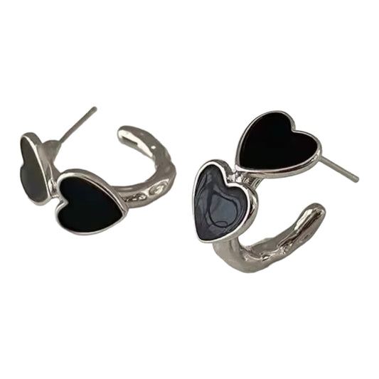 Black Heart Hoop Earrings