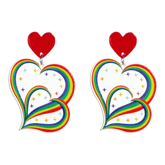 Rainbow Heart Acrylic Stud Earrings