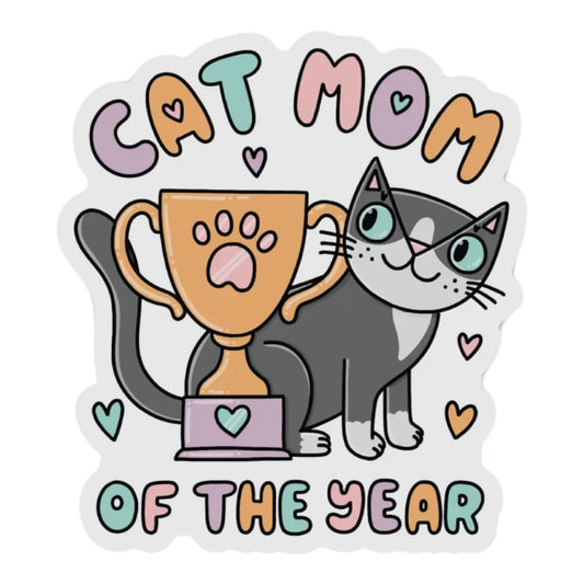 Cat Mom of The Year Vinyl Sticker