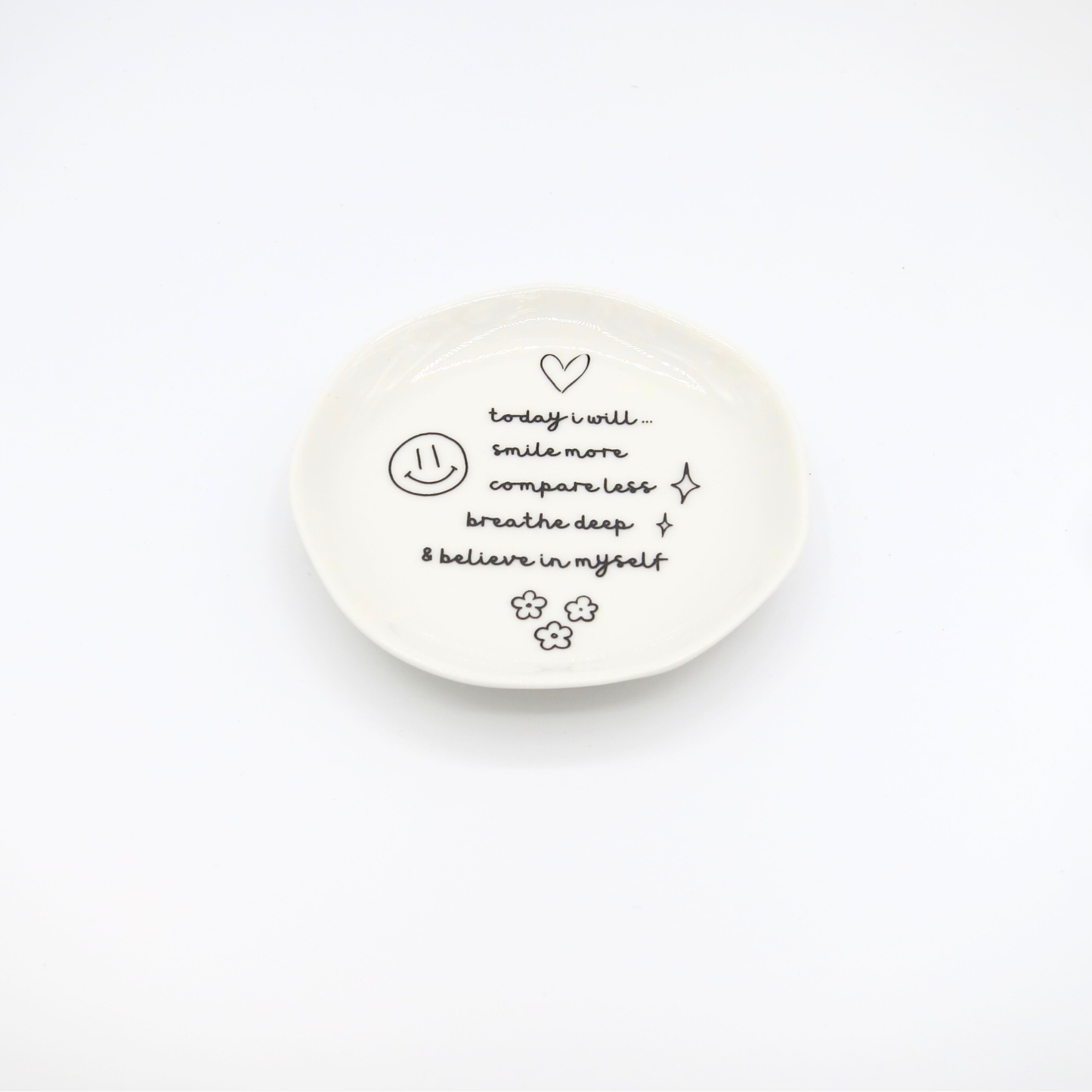 Today I Will Smile More Round Trinket Dish