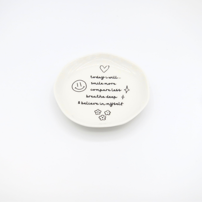 Today I Will Smile More Round Trinket Dish