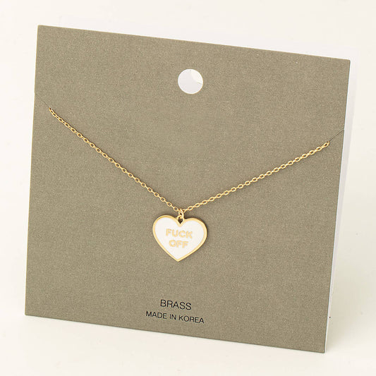 Fuck Off Heart Pendant Necklace