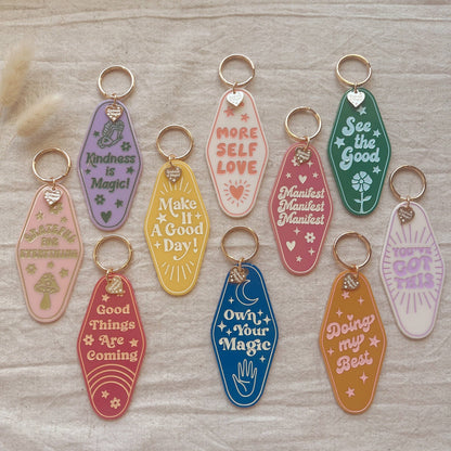More Self Love Inspirational Motel Keychains