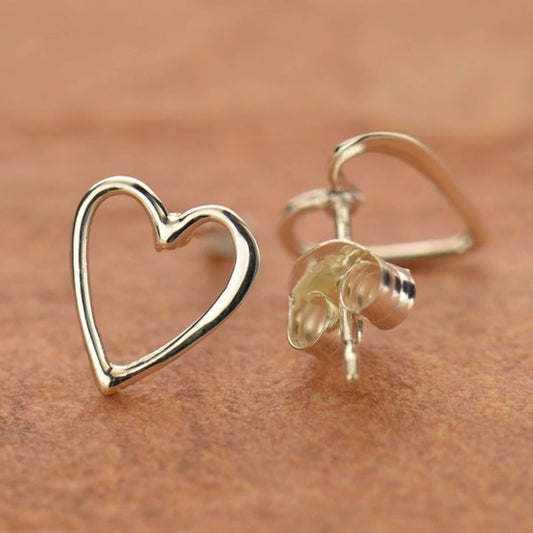 Open Heart Sterling Silver Stud Earrings