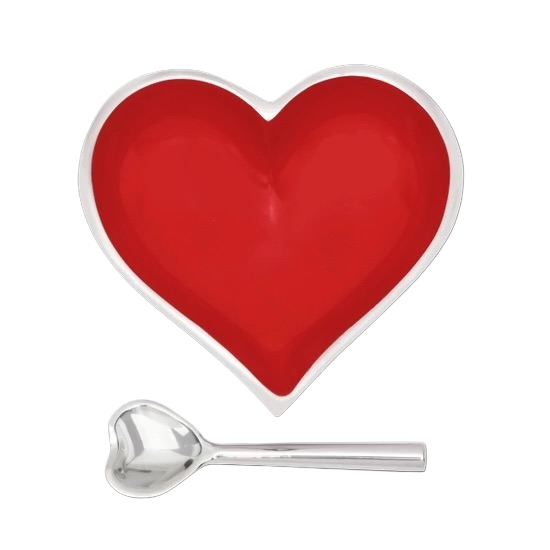 Red Heart Bowl with Heart Spoon